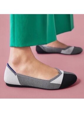 Rothy's Black, Gray & White Knit Ballet Flats